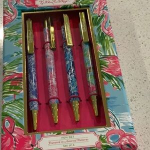 Lilly Pulitzer Floral Pen Set in Blue, Pink, Green, Gold